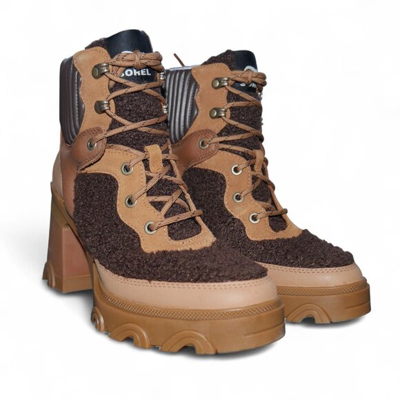 Sorel Brex Heel Waterproof Winter Boots Women's Size 9.5 Brown Sherpa NEW - Picture 2 of 13
